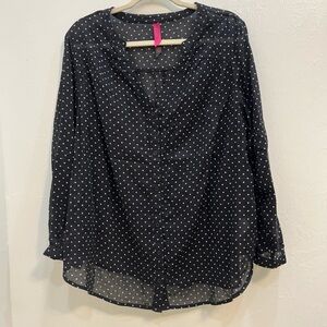 Pure Energy Women’s Button Up Blouse L Polka Dot Top tunic